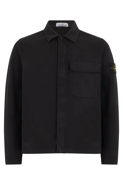 Stone Island Light Cotton Jacket In Black