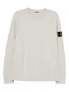 Stone Island Crew Neck Sweater With Distinct Logo Patch In White