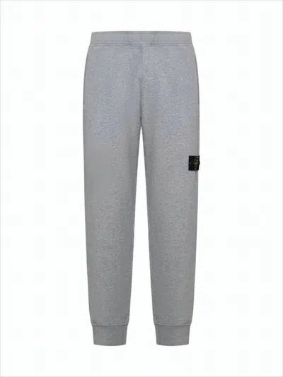 Stone Island Light Grey Relaxed Fit Jogger Pants With Iconic Patch Logo In Gray