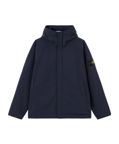 Stone Island Light Hooded Parka With Weather-resistant Membrane In Blue