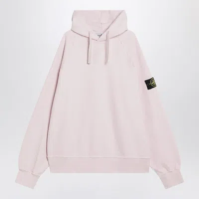 Stone Island Light Pink Hooded Sweatshirt In White