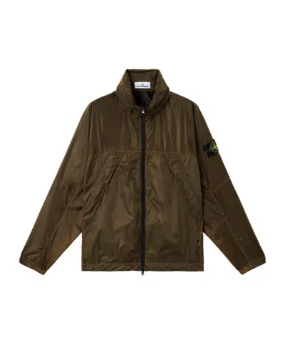Stone Island Light Jacket With Anti-drop And Concealed Hood In Brown