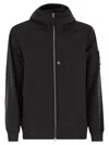 Stone Island Light Jacket With Hood And Weatherproof Membrane In Black