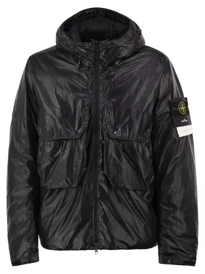 Stone Island Light Nylon 3 L Tc Padded Hooded Jacket In White