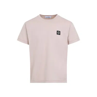 Stone Island Logo Print Crew Neck T-shirt In Pink