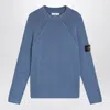 Stone Island Ribbed Texture Sweater With Crew Neckline In Blue