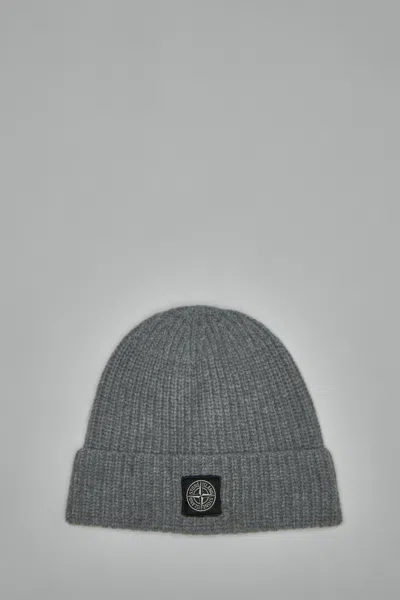 Stone Island Light Rws Geelong Wool Beanie In Gray
