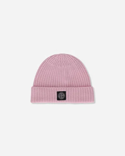Stone Island Light Rws Geelong Wool Beanie In Pink
