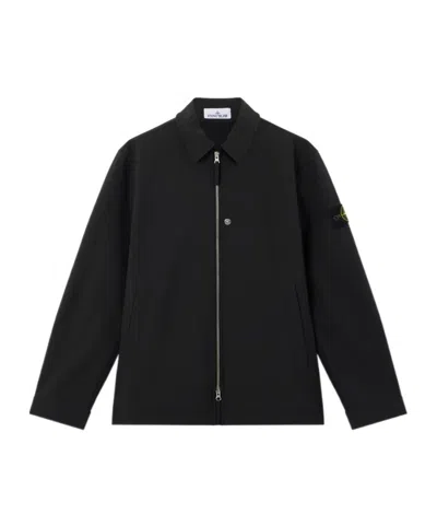 Stone Island Light Shirt Jacket With Weather-resistant Membrane In Black