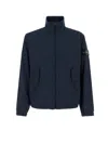 Stone Island Stretch Polyester Jacket Elastic Cuffs High Collar In Blue