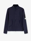 Stone Island Stretch Polyester Jacket Elastic Cuffs High Collar In Blue