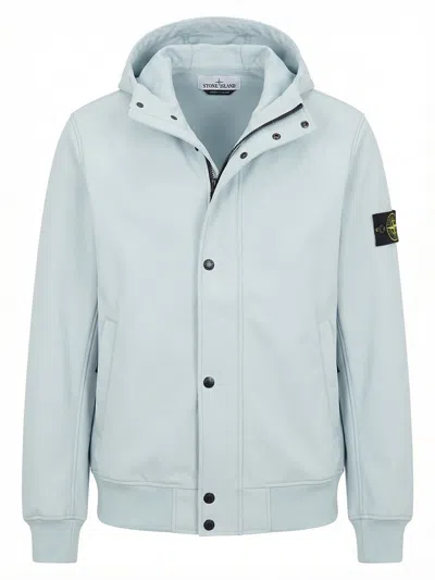 Stone Island `light Soft Shell-r E. Dye Technology` Short Parka In Blue