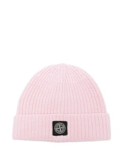 STONE ISLAND LIGHT WOOL KNITTED BEANIE WITH COMPASS PATCH
