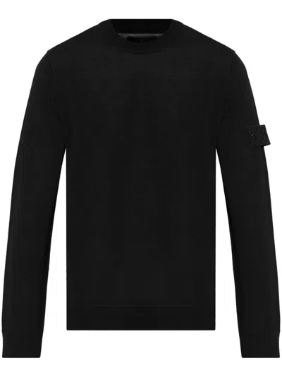 STONE ISLAND STONE ISLAND LIGHTWEIGHT BLACK CREW NECK SWEATER