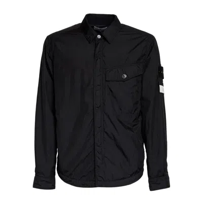 Stone Island Lightweight Black Jacket With Classic Collar In Multi