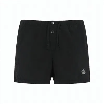 Stone Island Lightweight Black Polyamide Shorts In White