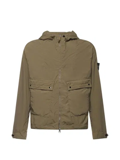 Stone Island Lightweight Canvas Hooded Jacket Clothing In Brown