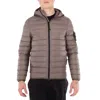 Stone Island Compass-patch Hooded Padded Jacket In Gray