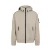 Stone Island Cotton Hooded Jacket Zip Pockets In Neutrals