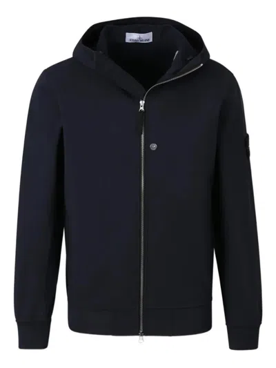 Stone Island Lightweight Hooded Zipped Jacket Clothing In Blue