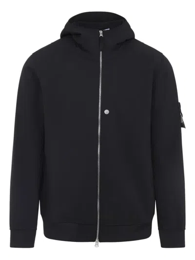 Stone Island Lightweight Hooded Zipped Jacket Clothing In Black
