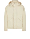 Stone Island Raw Plated Linen Hooded Jacket In Beige