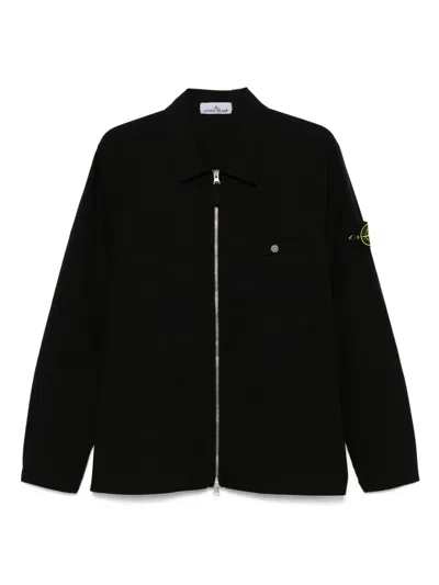 Stone Island Light Jacket With Hood And Weatherproof Membrane In Black
