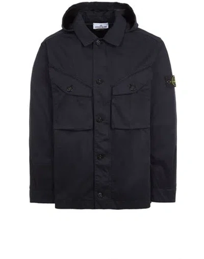 Stone Island Lightweight Jacket Blue Cotton In Bleu