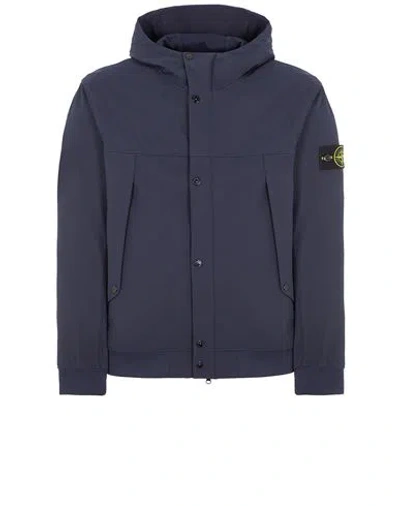 Stone Island Jacket With Patch On The Sleeve In Blue