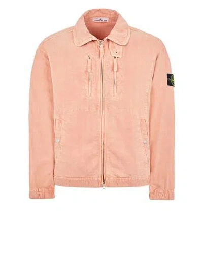 Stone Island Veste Légère Rouge Coton, Lyocell