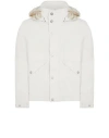 Stone Island White Jacket With Buttons And Hood In Blanc