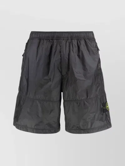 Stone Island Lightweight Nylon Bermuda Trousers In Gray