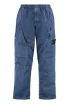 Stone Island Blue Cargo Pants With Cargo Pockets And Logo Patch On The Side In Tech Fabric Man In Blue