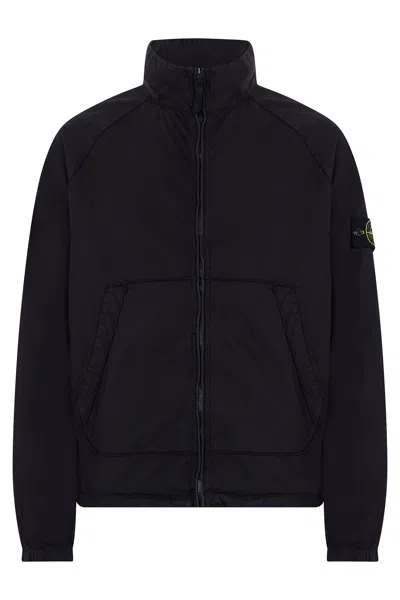 Stone Island Lightweight Track Jacket With High Collar And Long Sleeves In Black