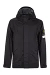 Stone Island Compass Patch Hooded Jacket In Navy