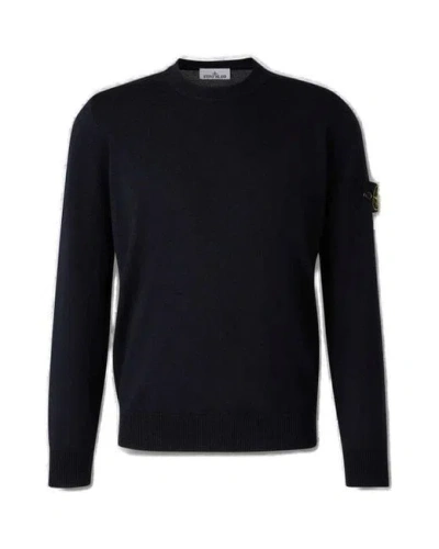 Stone Island Lightweight Wool Crew Neck Pullover In Black