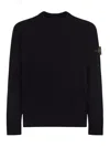 Stone Island Lightweight Wool Crew Neck Sweater In Black
