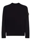 Stone Island Lightweight Wool Crew Neck Sweater With Raglan Sleeves Clothing In Black