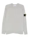 Stone Island Lightweight Wool Crew Neck Sweater With Raglan Sleeves Clothing In Gray