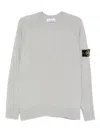 Stone Island Lightweight Wool Crew Neck Sweater With Raglan Sleeves Clothing In Gray