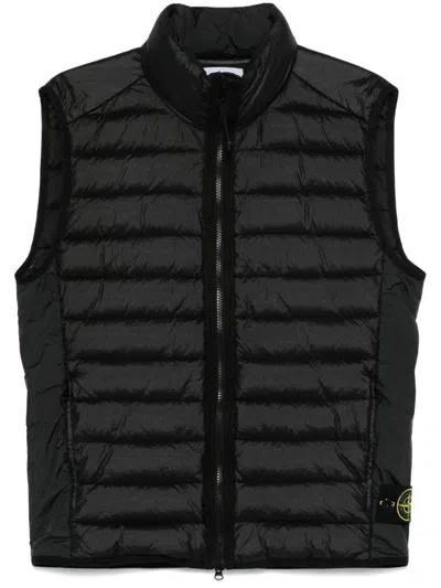 Stone Island Lightweight Zipped Anti-drop Down Vest In Black