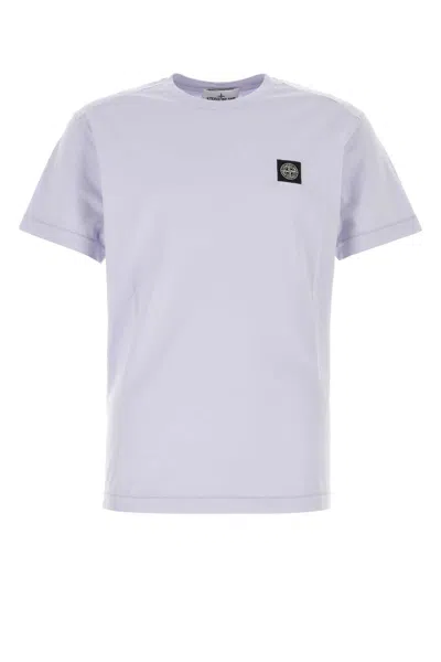 STONE ISLAND LILAC COTTON T-SHIRT