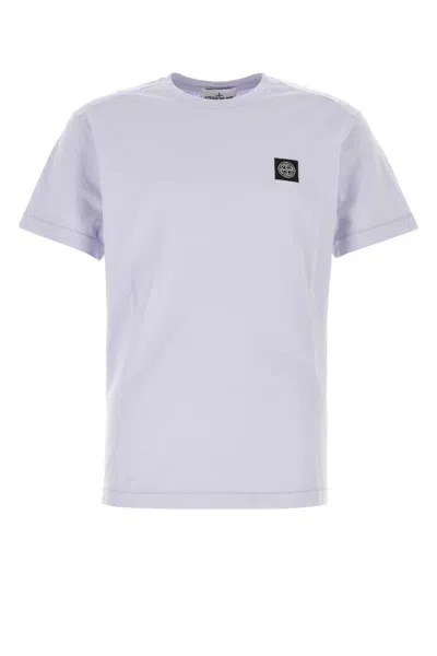 STONE ISLAND STONE ISLAND LILAC COTTON T-SHIRT