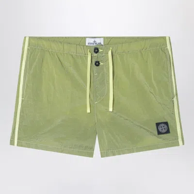 Stone Island Swimwear Logo Patch Swimsuit Back Pocket In Green