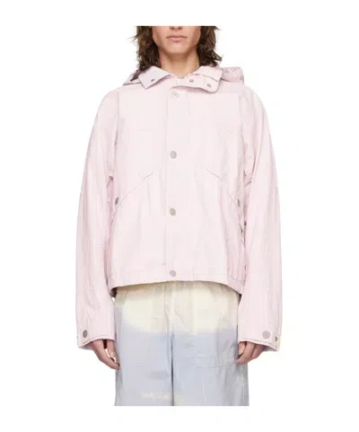 Stone Island Linen Hooded Jacket In Pink