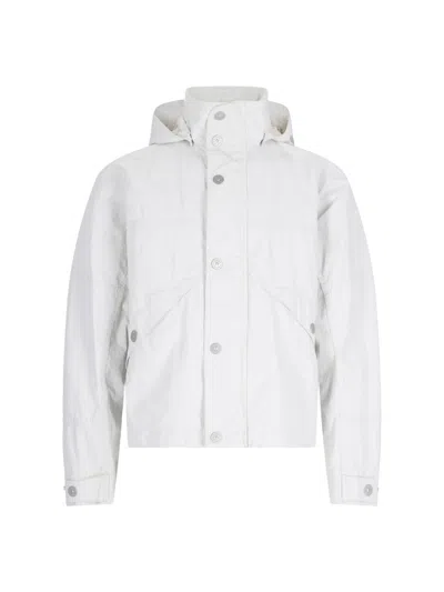 Stone Island "marina Raw Plated Linen Jacket With In White