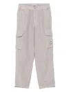 Stone Island Linen Trousers In Nude