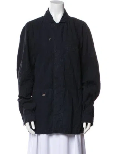 Pre-owned Stone Island Linen Utility Jacket In Blue