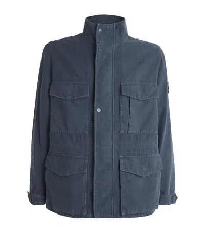 Stone Island Linen-blend Ghost Field Jacket In Blue