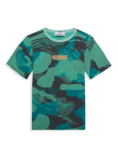 Stone Island Little Boy's & Boy's Logo Tropical T-shirt In Emerald